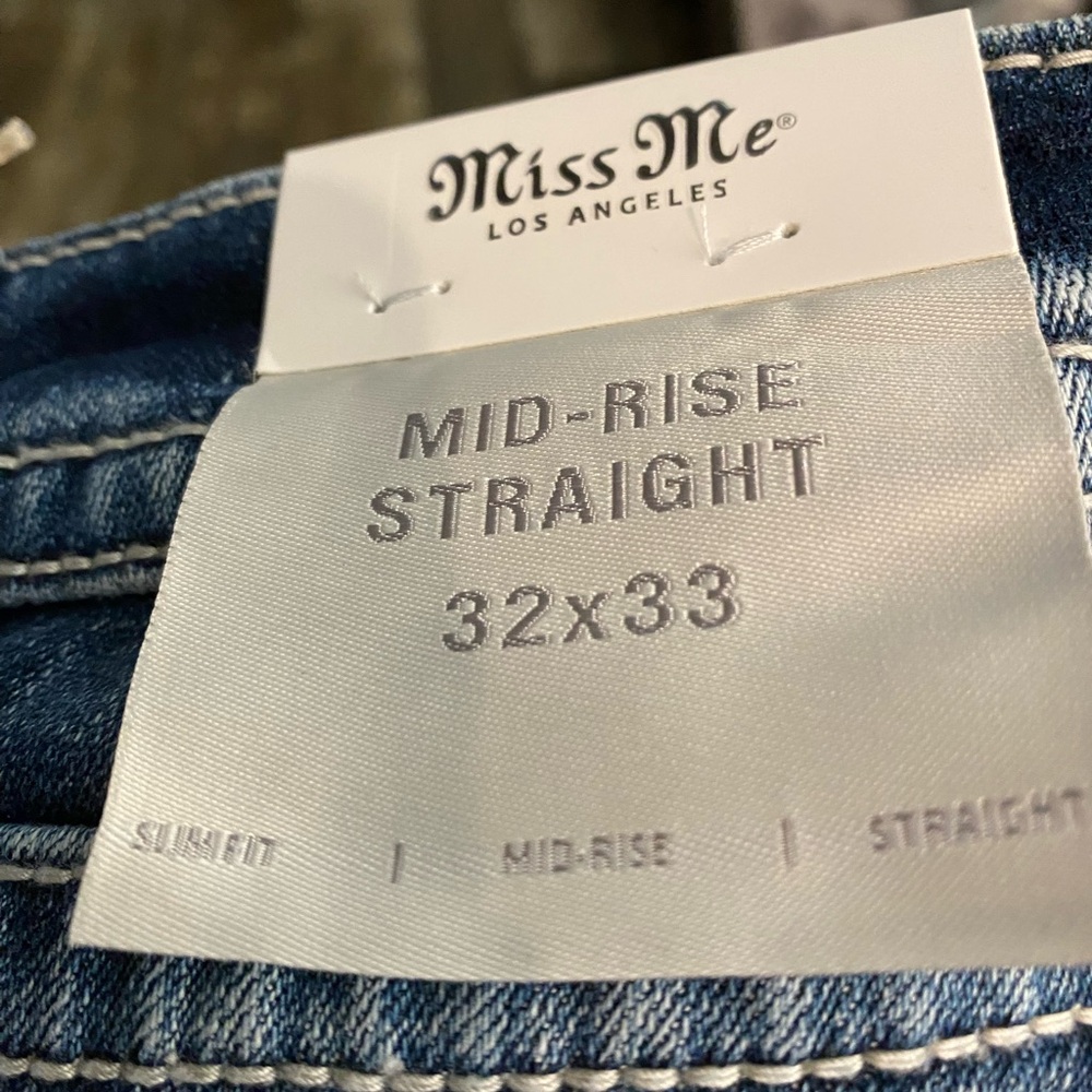 Miss Me Blue Denim Mid-Rise Jeans